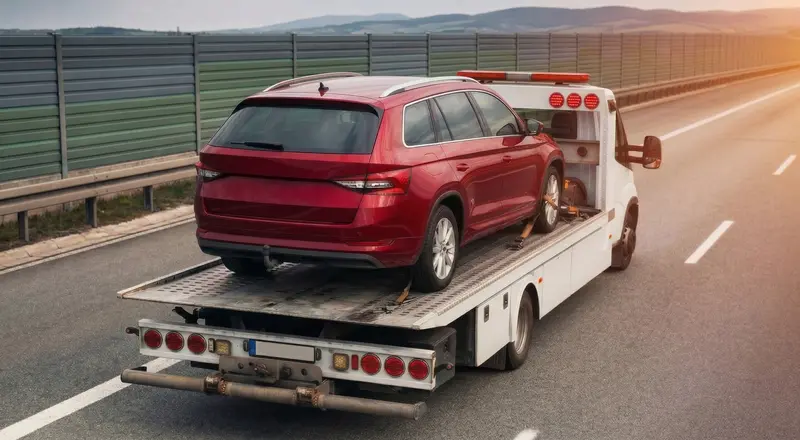 Guincho para carros em Maringá – carro sendo carregado em plataforma